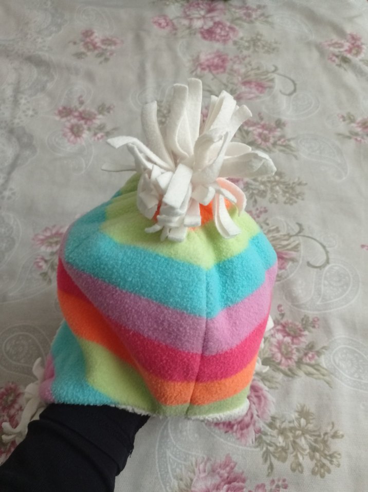 Renkli Çocuk Bere, Örgü ve Bağcıklı - Görsel 4