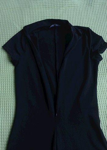 Siyah Kısa Kollu Kadın Tulum - Görsel 3