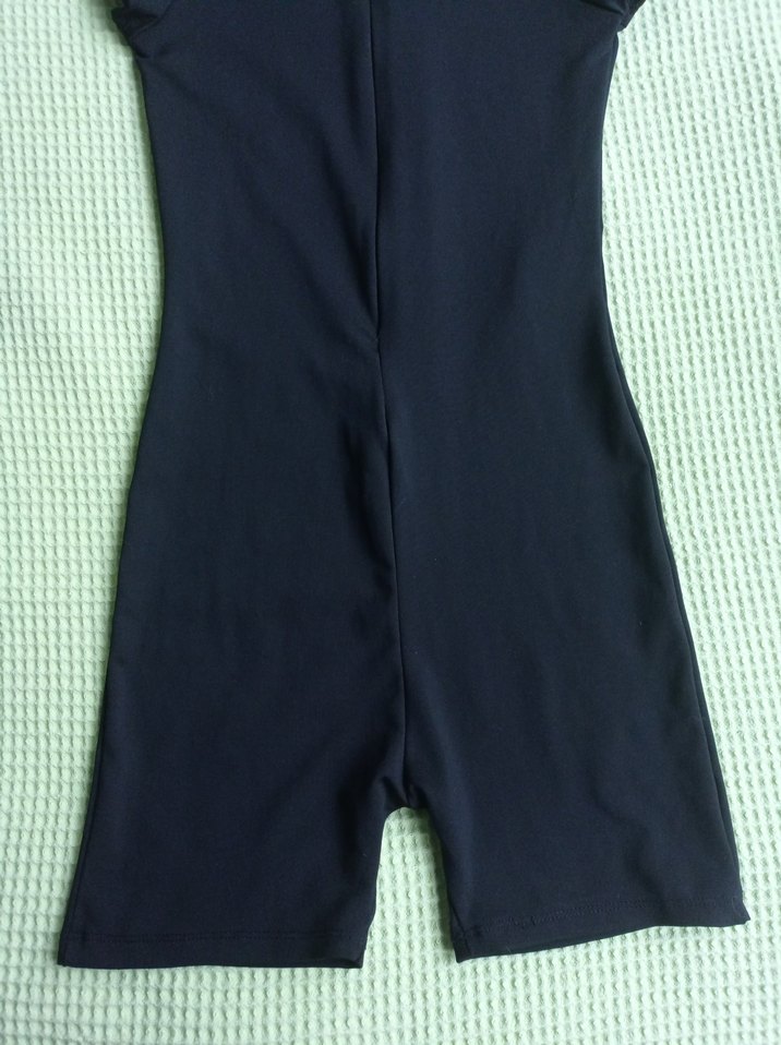 Siyah Kısa Kollu Kadın Tulum - Görsel 2