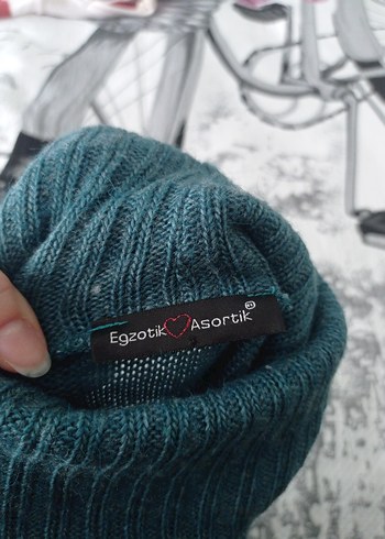 Bohem Tarzı Turkuaz Triko Midi Elbise - Görsel 5