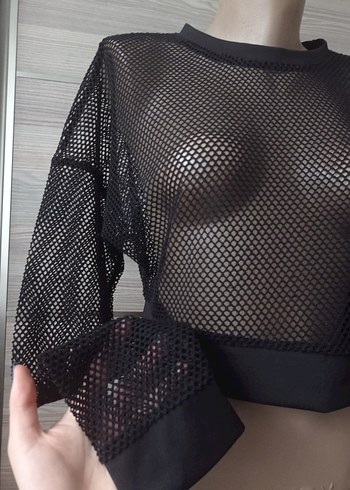s Beden siyah Renk koton file sweatshirt