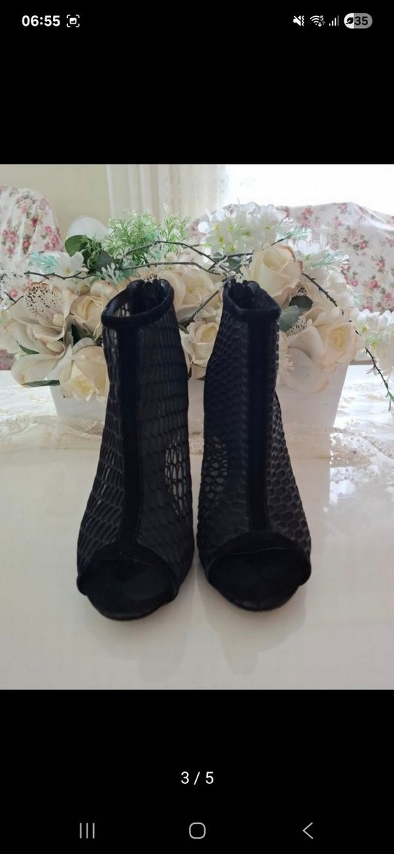 Yılan Desenli Siyah Dantel Topuklu Bot - Görsel 2