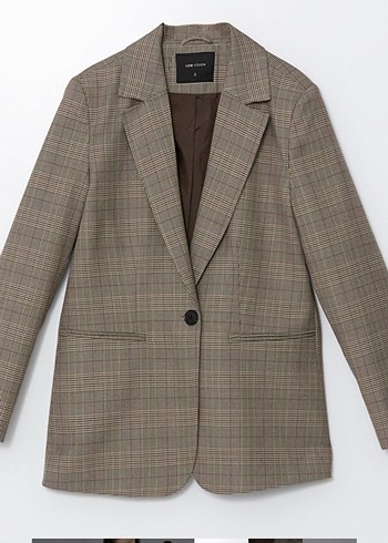 Lcw Kadın Bej Ekose Desenli Regular Fit Blazer - Görsel 2