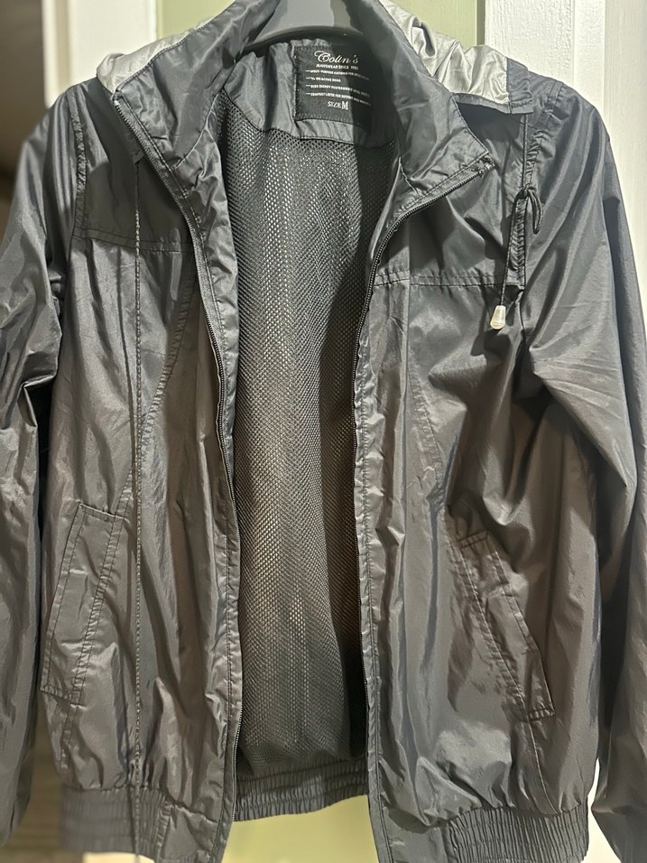 Kadın  Siyah Deri Fermuarlı Yağmurluk - Görsel 3