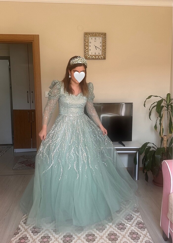 Abiye mint yeşili - Görsel 3