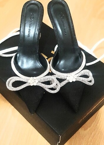 Moche kristal taşlı stiletto siyah - Görsel 3