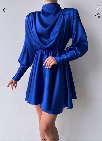 Omuz vatkalı saten elbise / tunik