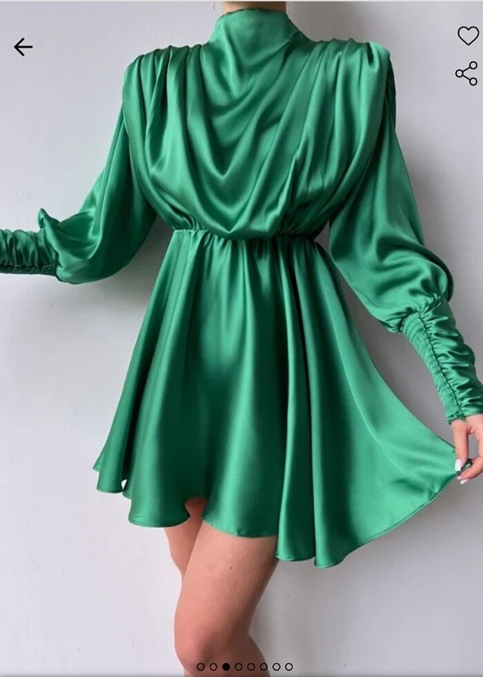 Omuz vatkalı saten elbise / tunik - Görsel 3