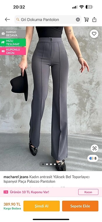 36 Beden Trendyolmilla gri kumaş pantolon