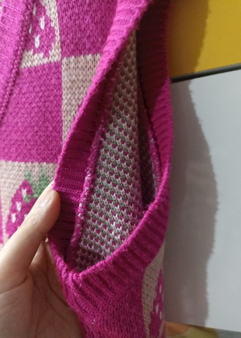 l Beden pembe Renk Çilekli Kadın Süveter