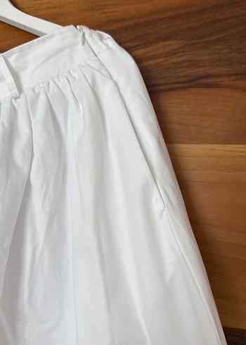 Zara Düğmeli Beyaz Uzun Keten Etek
