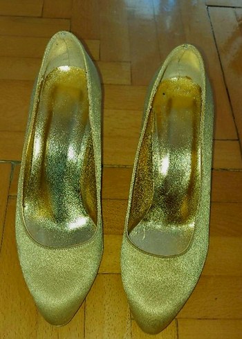 Boncuk İşlemeli Uzun gold Abiye Elbise - Görsel 4