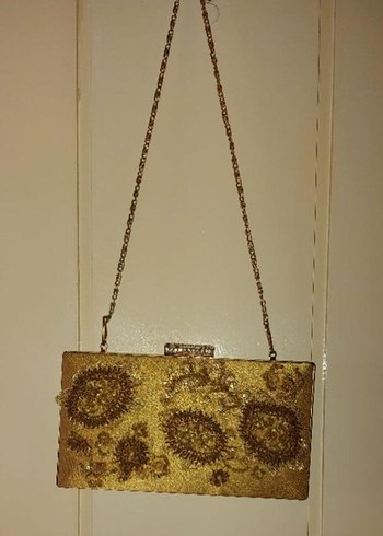 Boncuk İşlemeli Uzun gold Abiye Elbise - Görsel 6