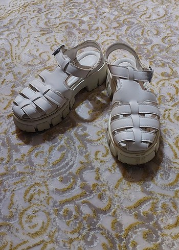 Beyaz Platform Topuklu Kadın Sandalet - Görsel 2