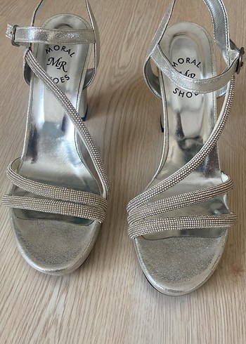 gümus renk Platform Topuklu Kadın Ayakkabı - Görsel 3