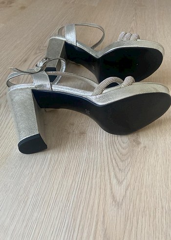 gümus renk Platform Topuklu Kadın Ayakkabı - Görsel 6