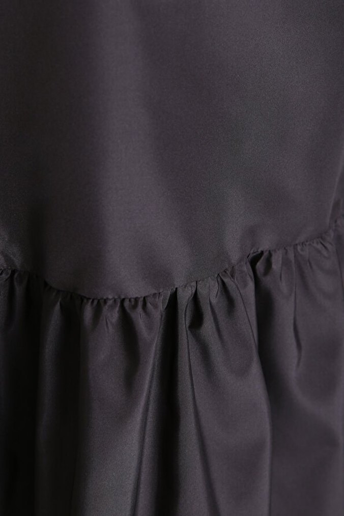 Siyah Fırfırlı Midi Saten Etek VAKKO - Görsel 2