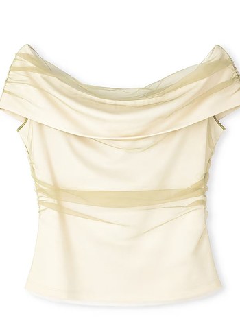 ipekyol Drapeli Straplez Mini Ekru Bluz - Görsel 2