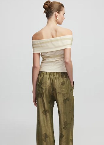 ipekyol Drapeli Straplez Mini Ekru Bluz - Görsel 3