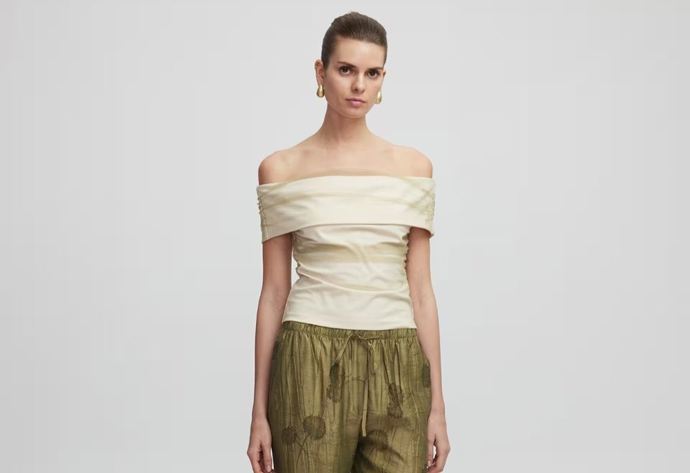 ipekyol Drapeli Straplez Mini Ekru Bluz - Görsel 4