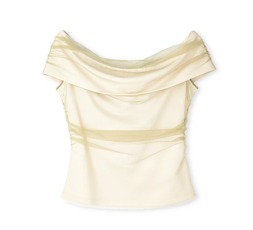 ipekyol Drapeli Straplez Mini Ekru Bluz - Görsel 2