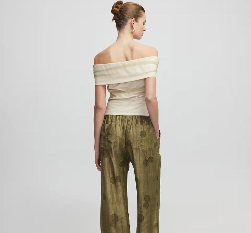 ipekyol Drapeli Straplez Mini Ekru Bluz - Görsel 3