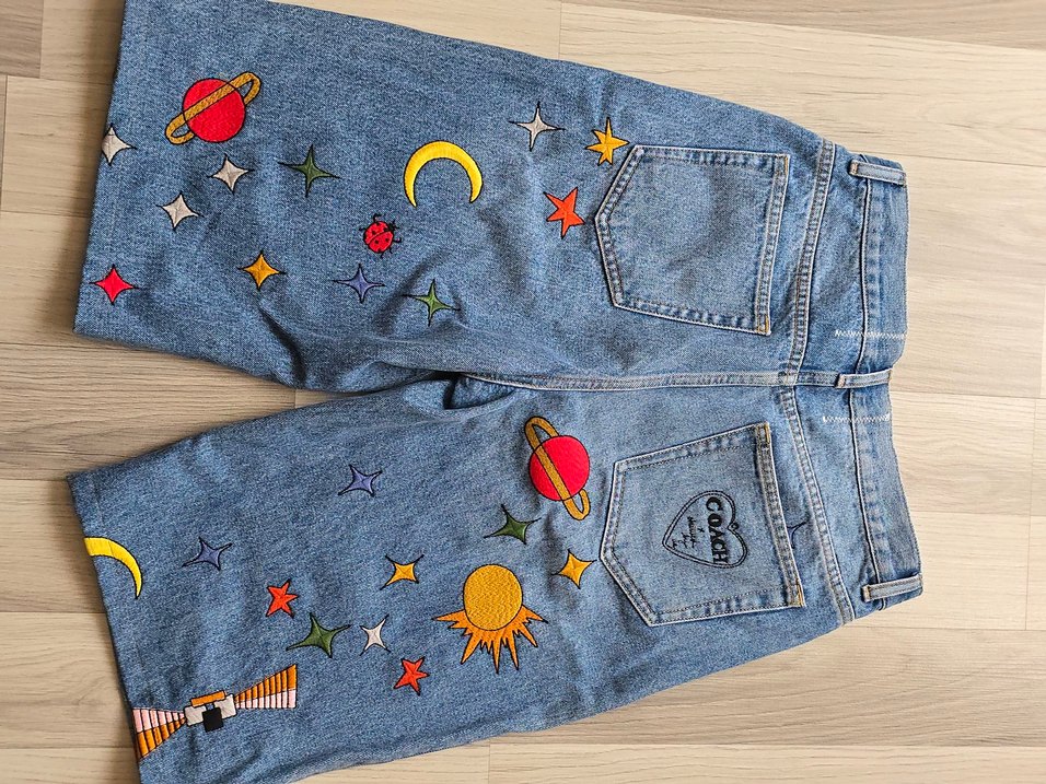 Nakışlı Kot Şort - Görsel 3