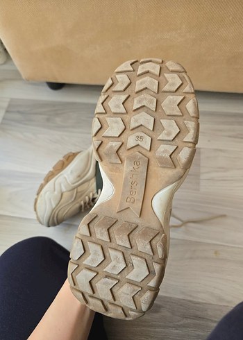 BERSHKA Bej Platform Topuklu Spor Ayakkabı - Görsel 7