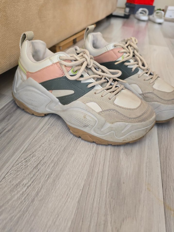 BERSHKA Bej Platform Topuklu Spor Ayakkabı - Görsel 3