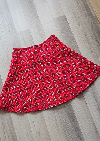 ithal Kırmızı Örgü Mini Etek - Görsel 5