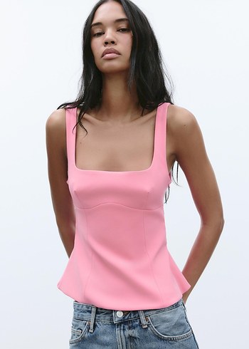 Zara ZARA Pembe V Yaka Fiyonklu Mini Atlet