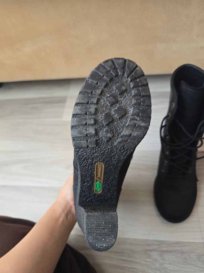 TIMBERLAND  orijinal Siyah Süet Bağcıklı Gotik Topuklu Bot - Görsel 3