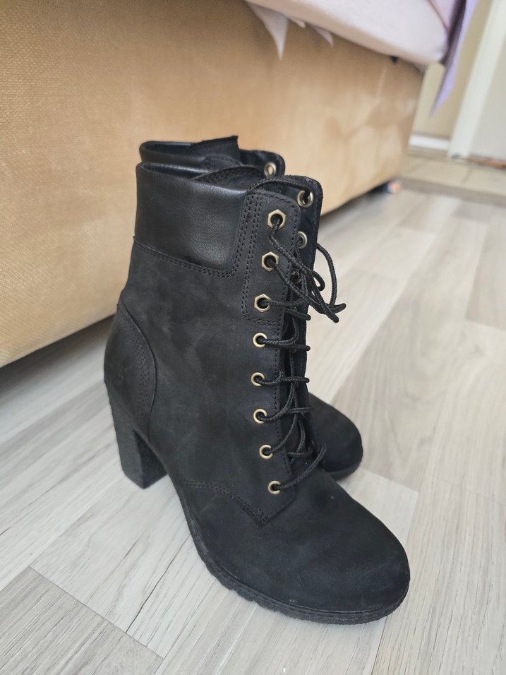 TIMBERLAND  orijinal Siyah Süet Bağcıklı Gotik Topuklu Bot - Görsel 2