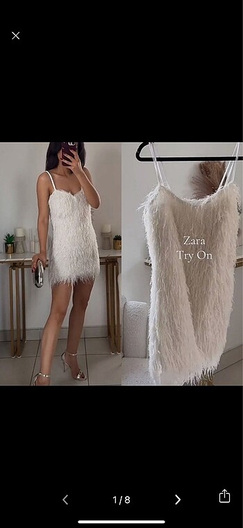 Zara Metalik İpli Püsküllu Elbise