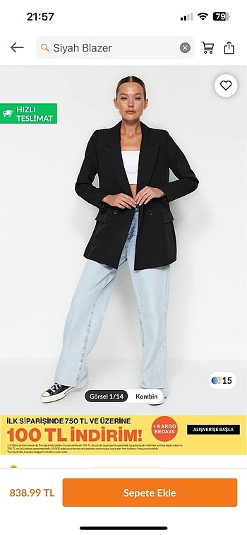 Siyah blazer ceket