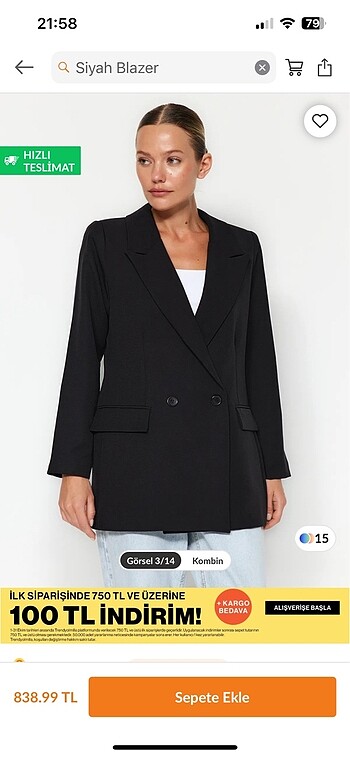 Trendyol & Milla Siyah blazer ceket