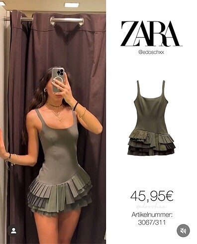 xs Beden haki Renk zara haki yeşil asimetrik mini elbise
