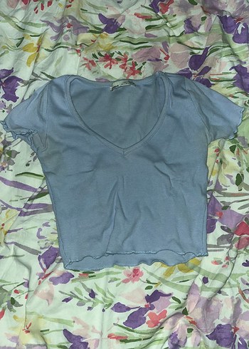 Pull&Bear kısa kollu mavi croo