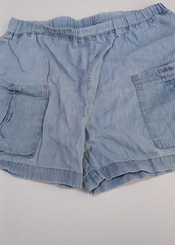 çocuk Mavi Bol Kesim Mini Kot Şort - Görsel 3