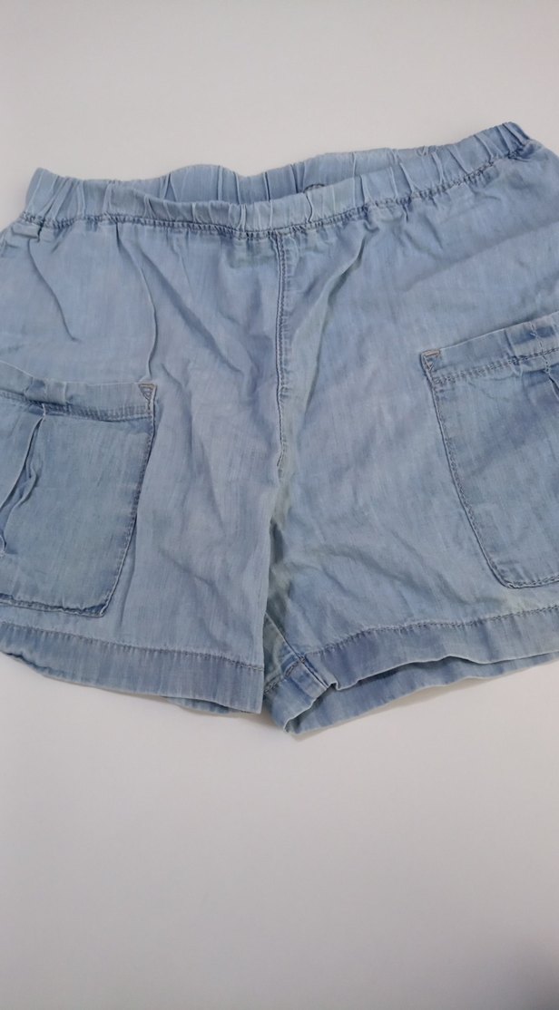 çocuk Mavi Bol Kesim Mini Kot Şort - Görsel 3