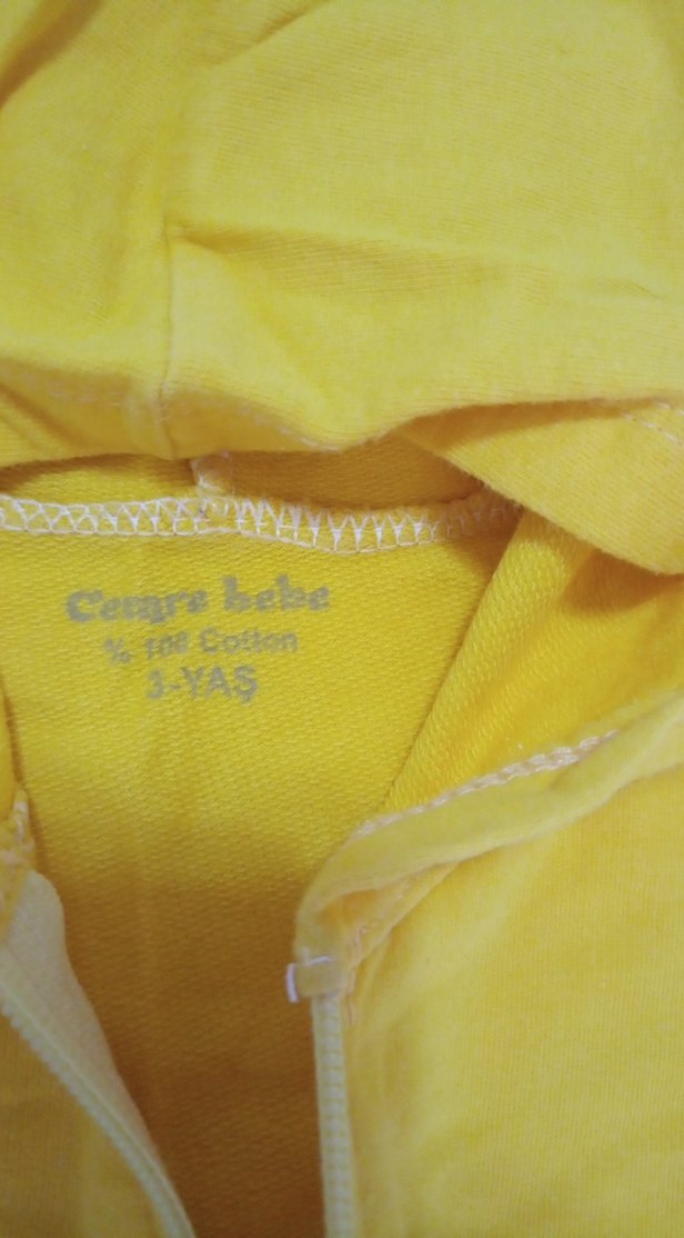 Sarı Kapüşonlu Fermuarlı Erkek Çocuk Yelek - Görsel 3