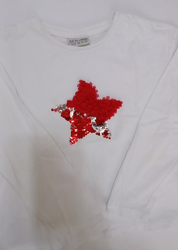 Nakışlı ve Boncuklu Beyaz Kız Çocuk Uzun Kollu Tişört - Görsel 3