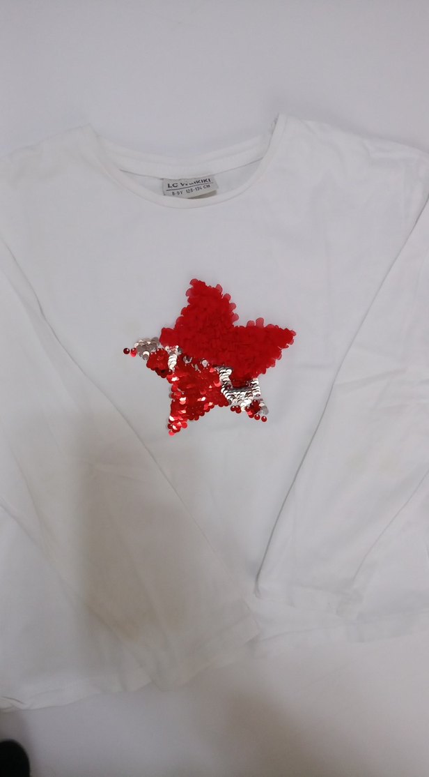 Nakışlı ve Boncuklu Beyaz Kız Çocuk Uzun Kollu Tişört - Görsel 3