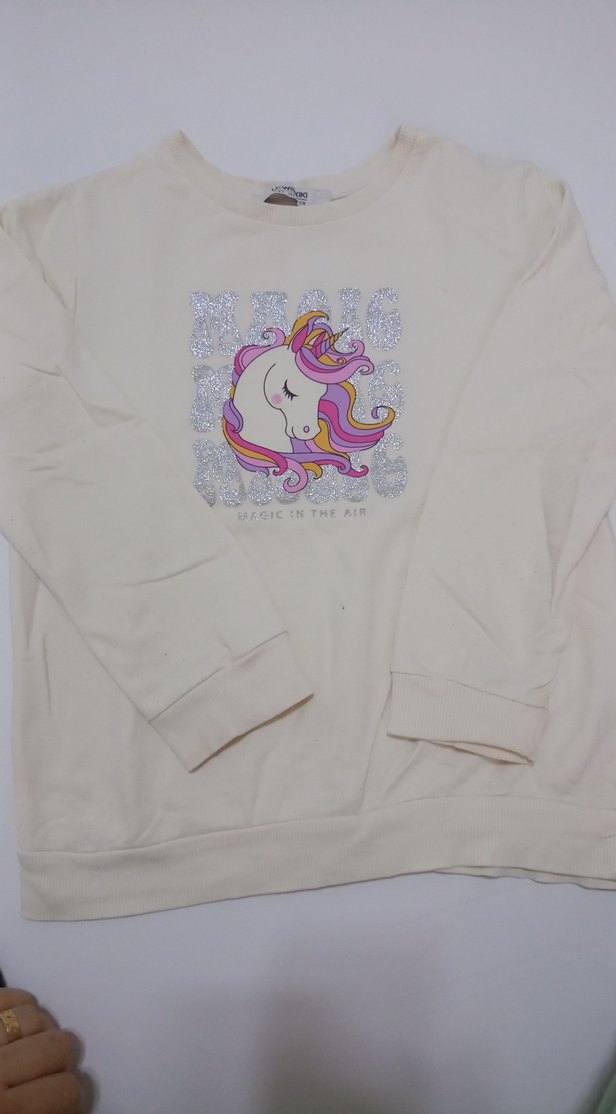 Kız Çocuk Parlak Baskılı Unicorn Tişört - Görsel 2