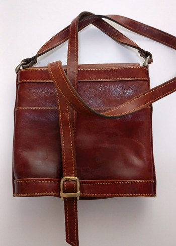 Kahverengi Deri Moschino Vintage Çanta - Görsel 5