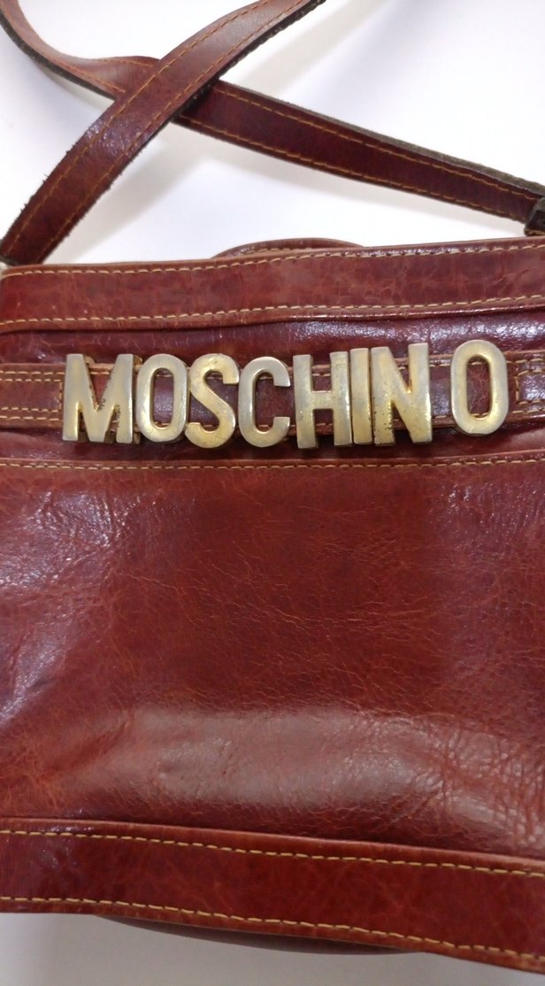 Kahverengi Deri Moschino Vintage Çanta - Görsel 2
