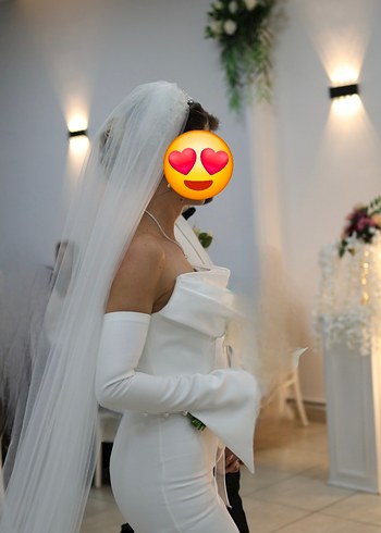 m Beden beyaz Renk Askılı Klasik Modern Midi Gelinlik