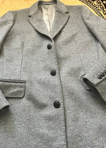 Network marka Gri Erkek Yün Kaban, Düğmeli, Ofis Şıklığı - Görsel 3