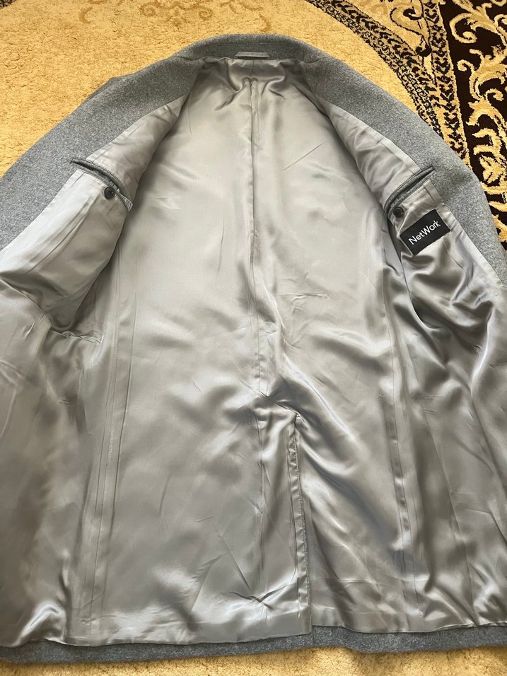 Network marka Gri Erkek Yün Kaban, Düğmeli, Ofis Şıklığı - Görsel 4