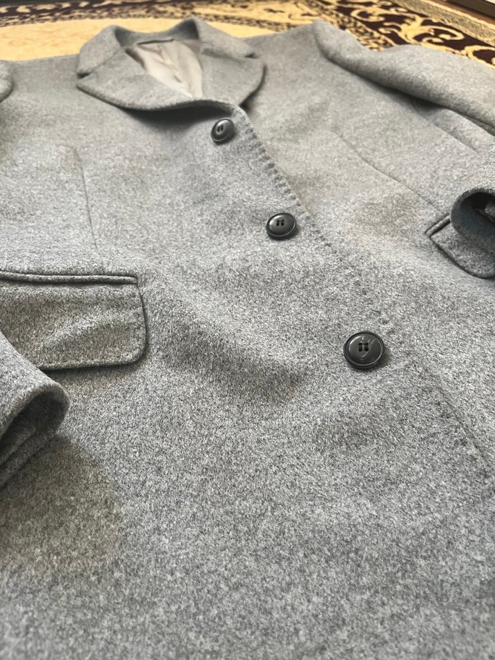 Network marka Gri Erkek Yün Kaban, Düğmeli, Ofis Şıklığı - Görsel 2